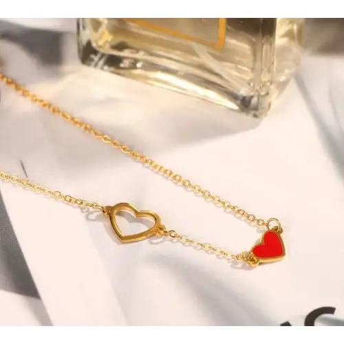Luxury Red Heart Anklet Gold