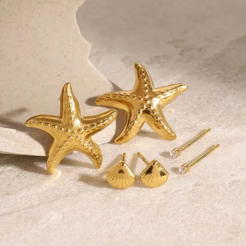 Textures in Gold Shell-Shaped Earrings