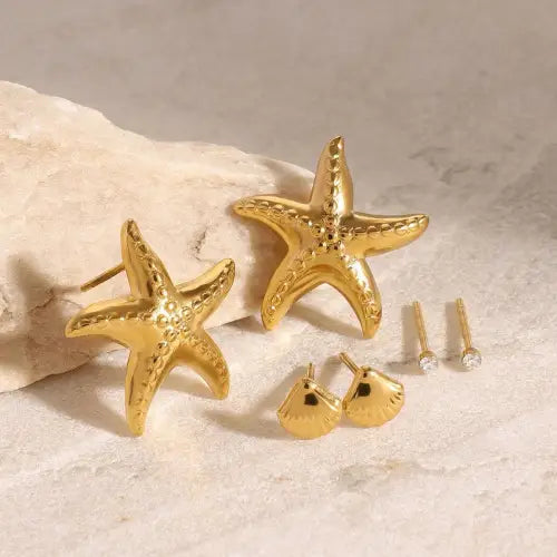Textures in Gold Shell-Shaped Earrings