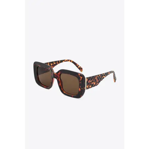 Fabulous Tortoiseshell Square Polycarbonate UV400 Sunglasses Caramel One Size