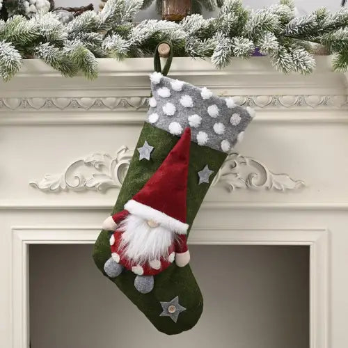 Green Gnome Christmas Stocking