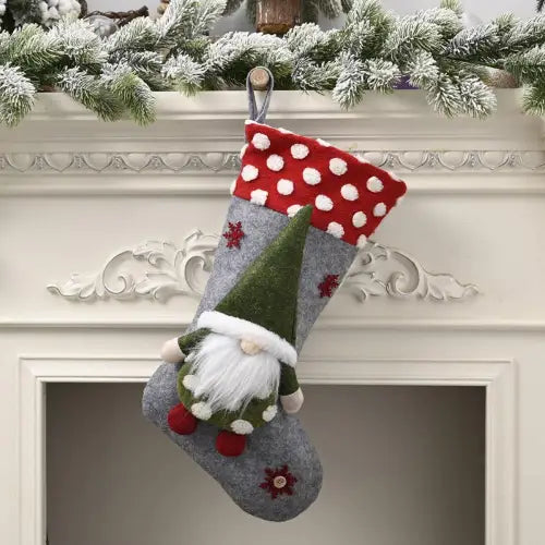 Green Gnome Christmas Stocking