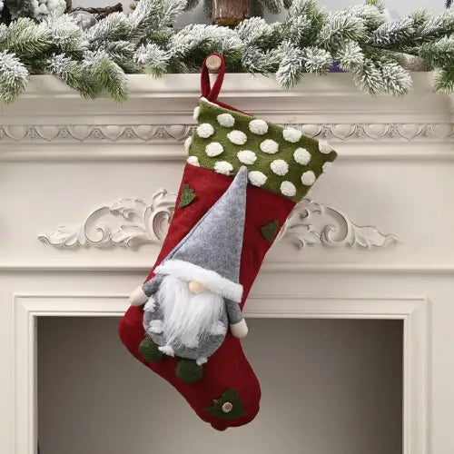 Green Gnome Christmas Stocking