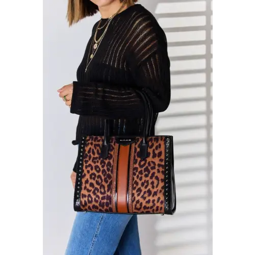 Fierce Leopard Rivet Handbag