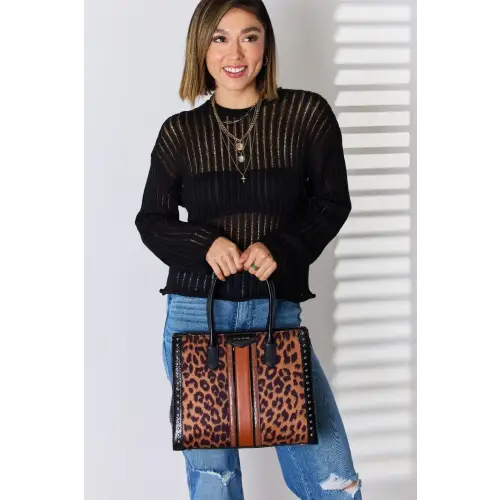 Fierce Leopard Rivet Handbag