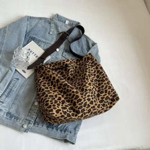 Fierce Leopard Strap Tote Bag