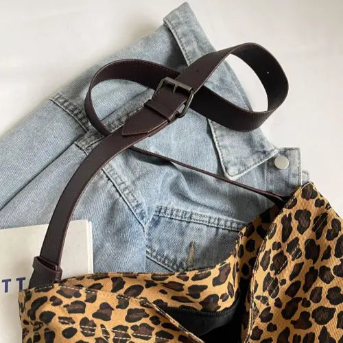 Fierce Leopard Strap Tote Bag