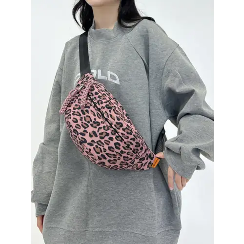Fierce Pink Leopard Nylon Crossbody Bag for Wild Adventures