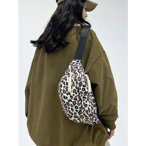 Fierce Pink Leopard Nylon Crossbody Bag for Wild Adventures
