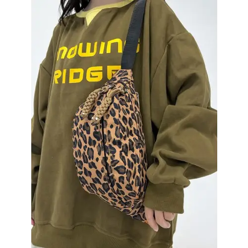 Fierce Pink Leopard Nylon Crossbody Bag for Wild Adventures