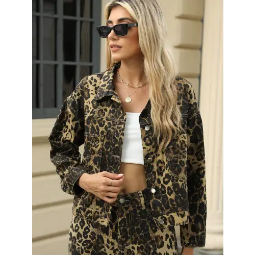 Fierce Leopard Denim Jacket Leopard