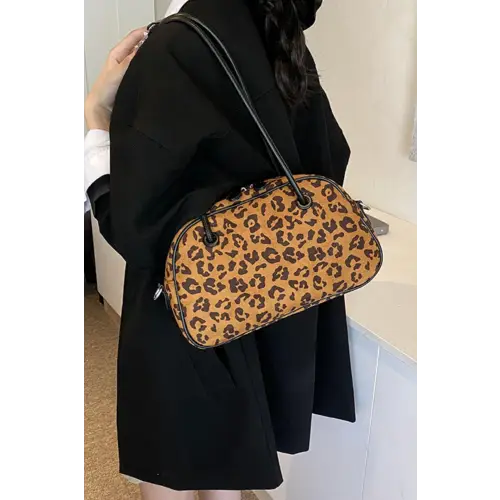 Fierce Leopard Suede Medium Shoulder Bag