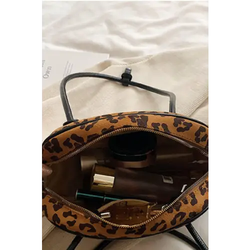 Fierce Leopard Suede Medium Shoulder Bag