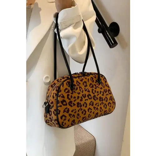 Fierce Leopard Suede Medium Shoulder Bag
