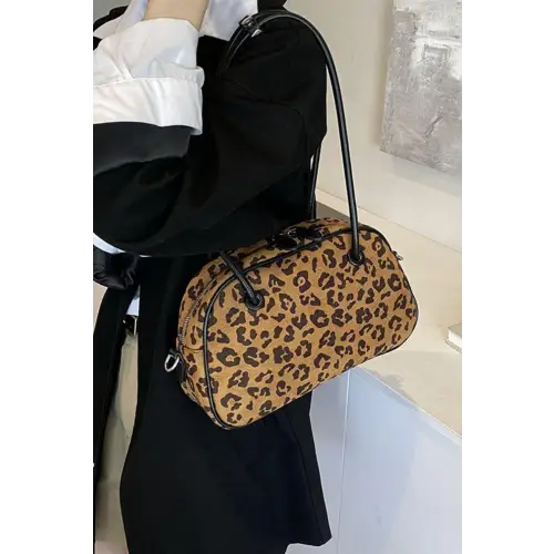 Fierce Leopard Suede Medium Shoulder Bag
