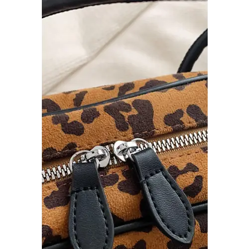 Fierce Leopard Suede Medium Shoulder Bag