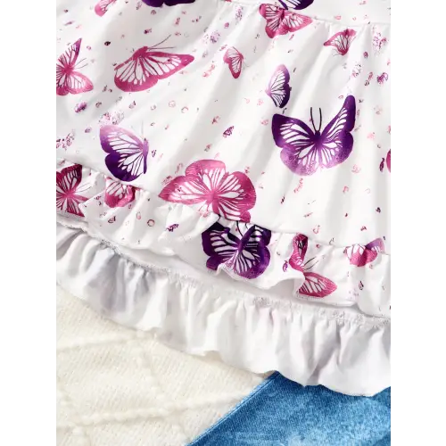 Fluttering Butterfly Top & Jeans Set