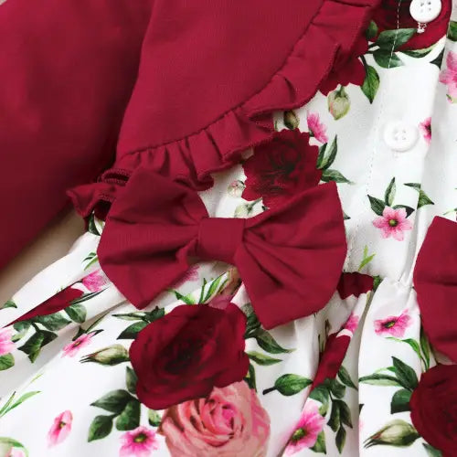 Floral Flounce Dress with Sweet Bow