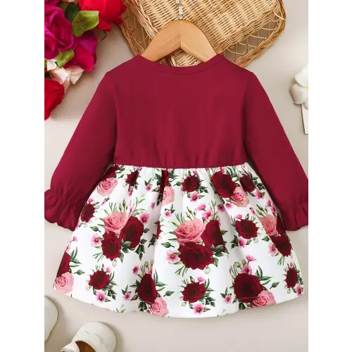 Floral Flounce Dress with Sweet Bow