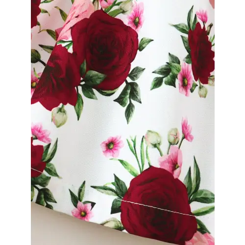 Floral Flounce Dress with Sweet Bow