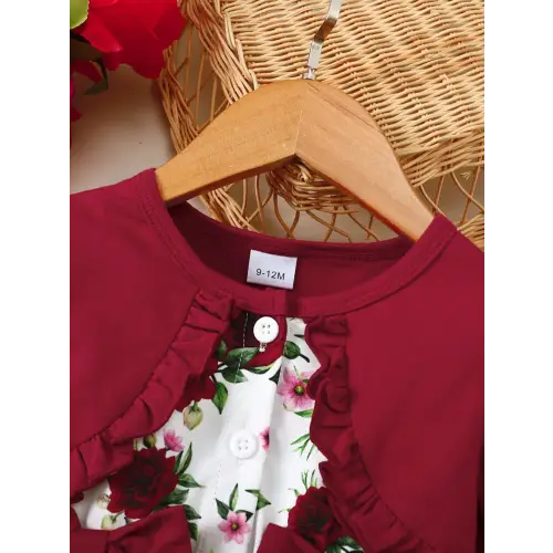 Floral Flounce Dress with Sweet Bow