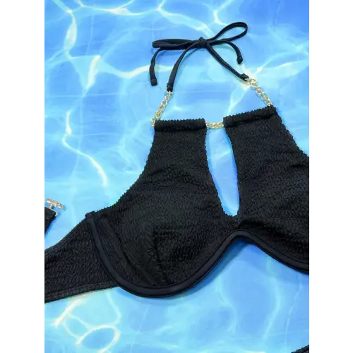 Glamorous Halter Neck Chain Two-Piece Bikini Set