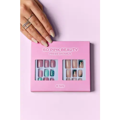 Pink Beauty Nails Kit Polished Petals One Size