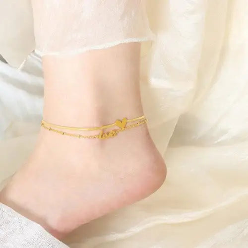 Double-Layer Heart Anklet