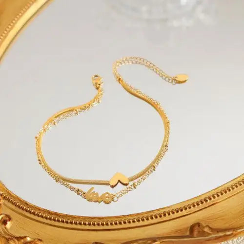 Double-Layer Heart Anklet