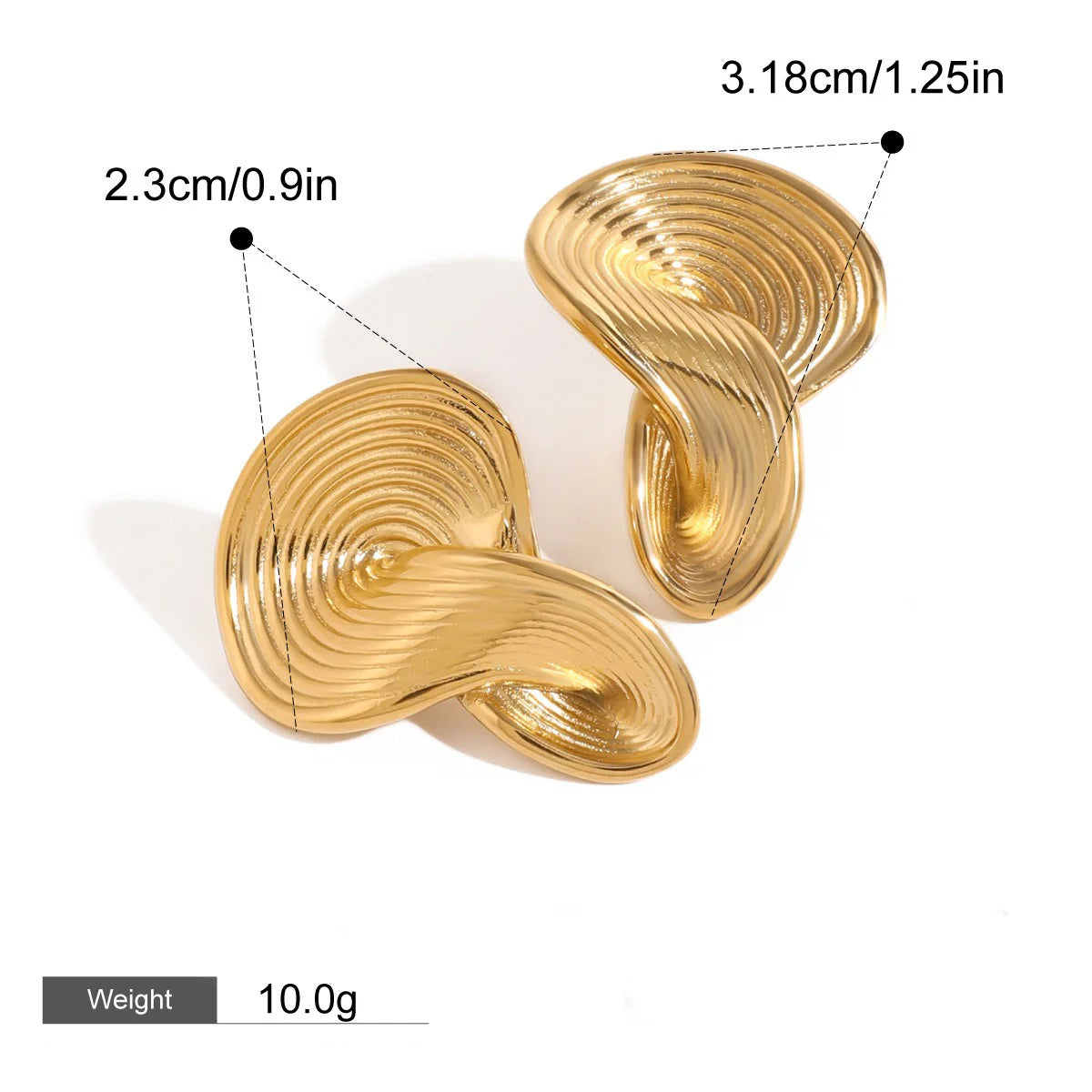 Gold 18K Geometric Twisted Earrings Design