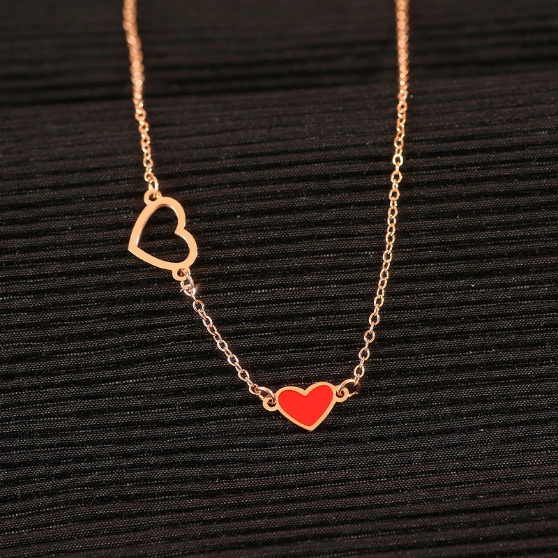 Gold Exquisite Light Luxury Red Heart Design Versatile Anklet