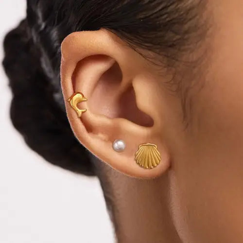 Ocean Dolphin Pearl Earrings
