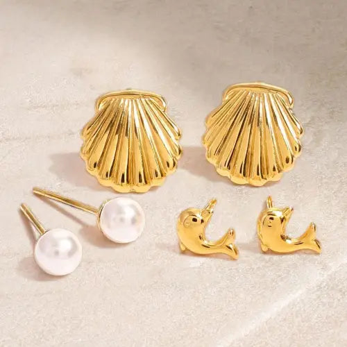 Ocean Dolphin Pearl Earrings
