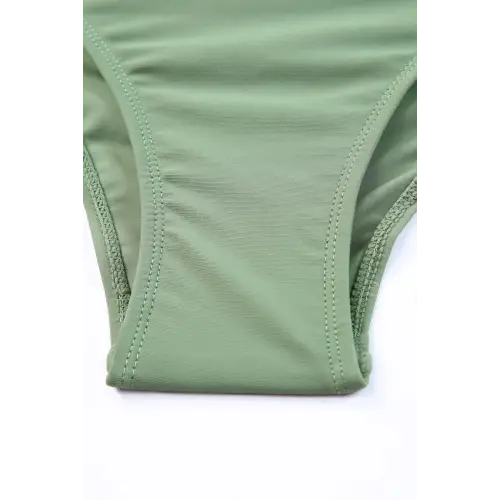 Green Sleeveless Swim Dress with Ruffled Skirt