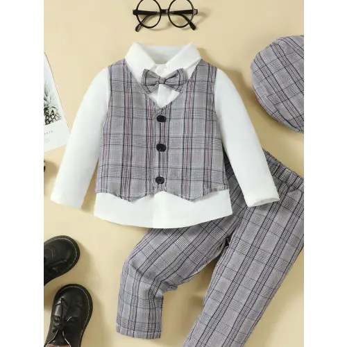 Dapper Gray Plaid Toddler Suit Set