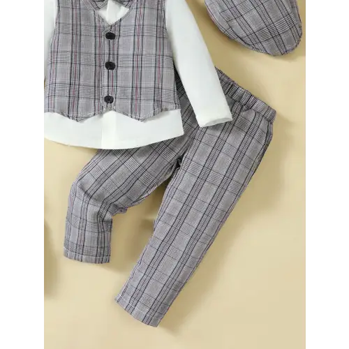 Dapper Gray Plaid Toddler Suit Set