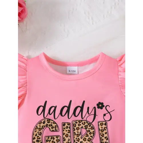 Headband Letter Ruffle Sleeve Three Piece Baby Outfit