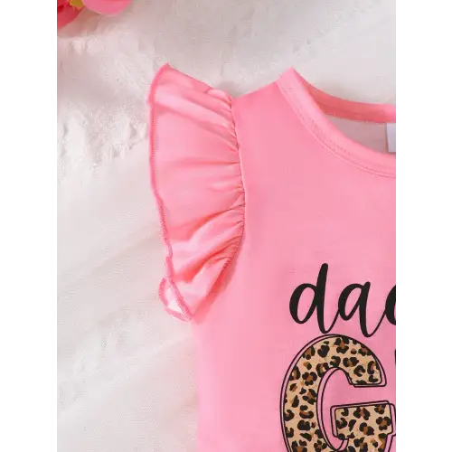 Headband Letter Ruffle Sleeve Three Piece Baby Outfit