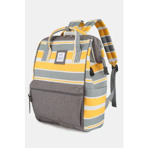 Striped Nylon Backpack Yellow One Size
