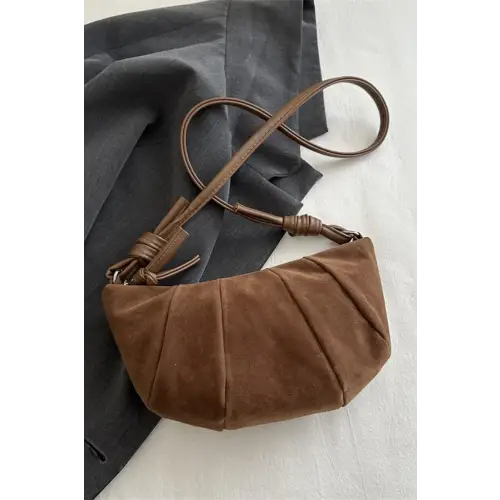 Iconic Suede Croissant Shape Shoulder Bag Brown One Size