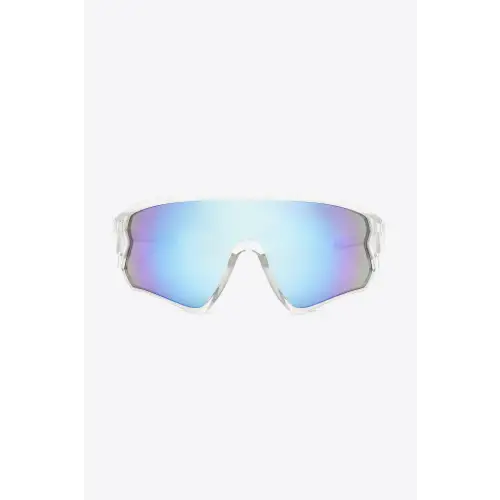 Iridescent Polycarbonate Shield Sunglasses Light Blue One Size