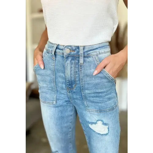 Distressed Straight Jeans