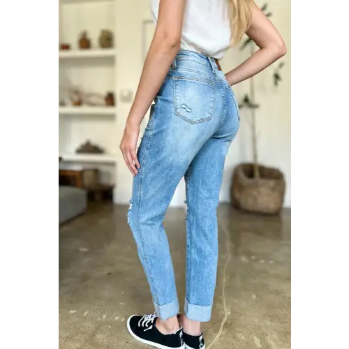Distressed Straight Jeans
