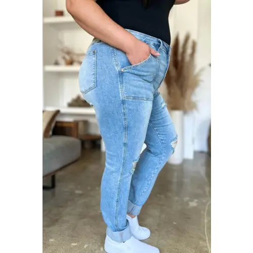 Distressed Straight Jeans