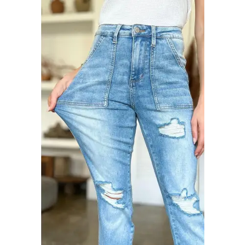 Distressed Straight Jeans