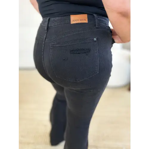 Distressed Flare Rock Jeans