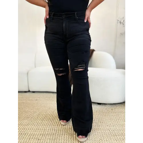 Distressed Flare Rock Jeans