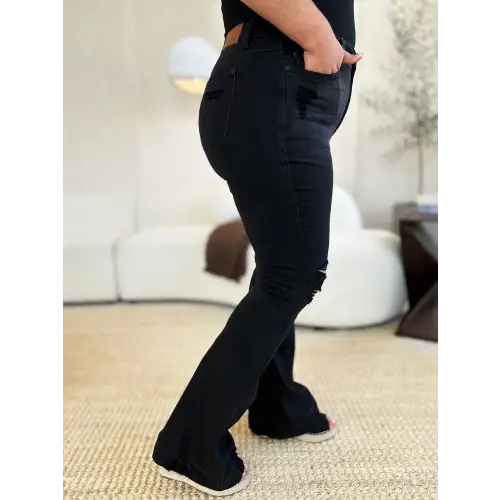 Distressed Flare Rock Jeans