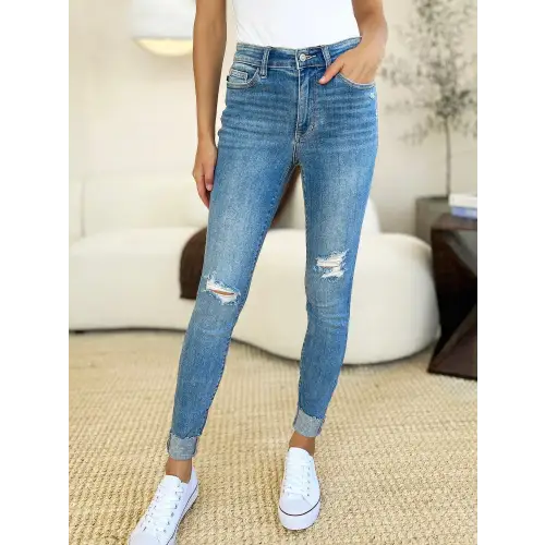 Destroy Cuff Skinny Jeans