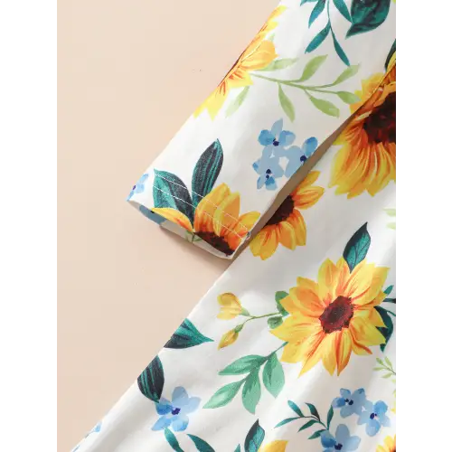 Sunflower Print Dress for Kids